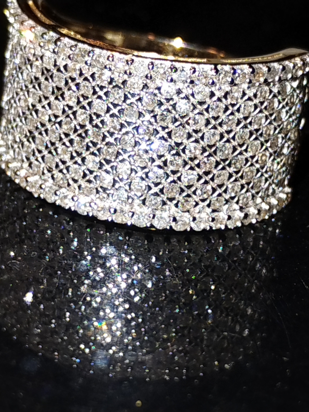 Pavé Diamond  Wide Band Ring - 5.2 Grams Gold Size 6.5